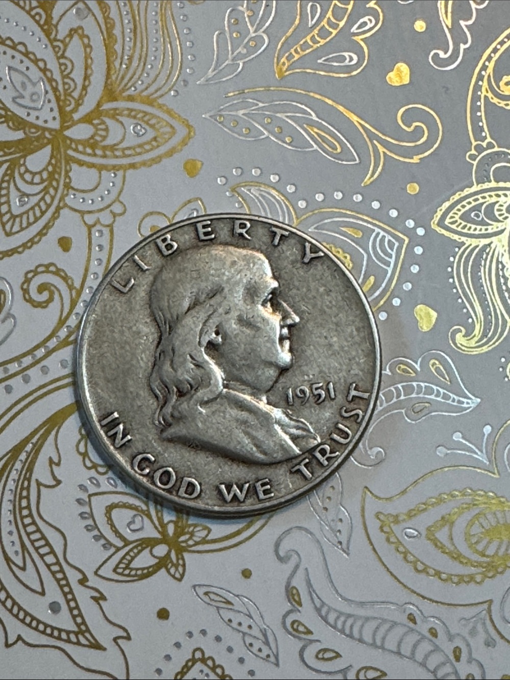 1951 Franklin Half Dollar Coin - Silver Tone Collectible